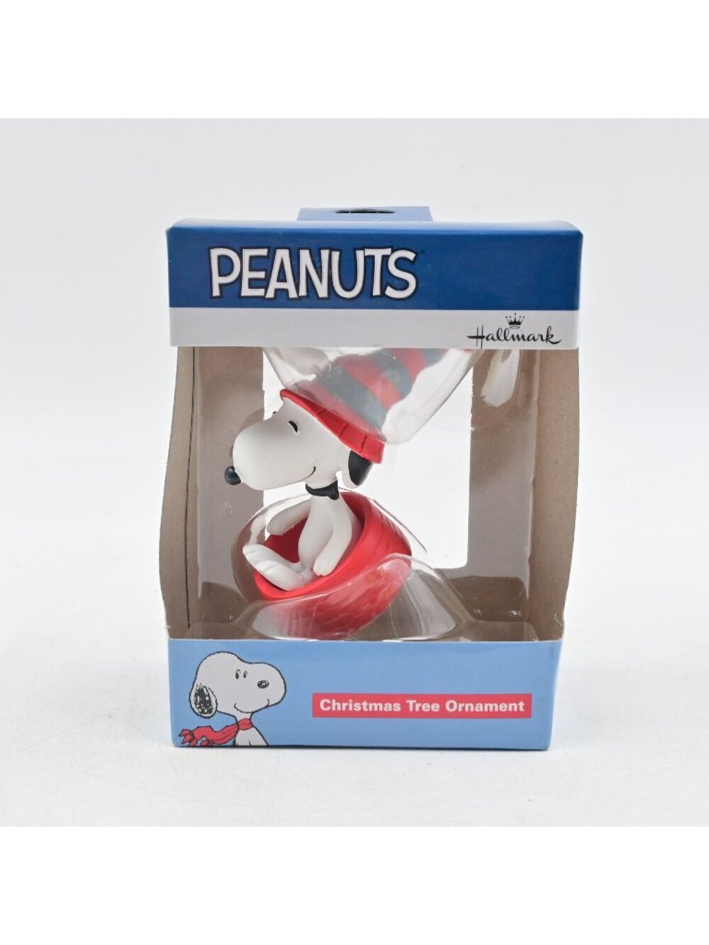 Hallmark Peanuts Snoopy Christmas Ornament Sledding Red Dog Dish Bowl Hat NIB